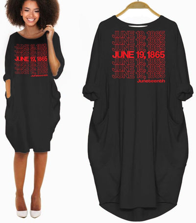 BigProStore African Fashion Dresses Juneteenth Freedom Day Emancipation Day Cute Girl With Afro Long Sleeve Pocket Dress African Print Dresses Styles Black / S (4-6 US)(8 UK) Women Dress
