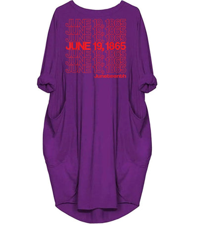 BigProStore African Fashion Dresses Juneteenth Freedom Day Emancipation Day Cute Girl With Afro Long Sleeve Pocket Dress African Print Dresses Styles Purple / S (4-6 US)(8 UK) Women Dress