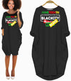 BigProStore Nice African Dresses Juneteenth I'm Black Everyday But Today I'm Blackity Cute Afro American Woman Long Sleeve Pocket Dress Afrocentric Dress Styles Black / S (4-6 US)(8 UK) Women Dress