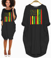 BigProStore African Dresses Juneteenth In Flag For Black History Day Pretty Black Girl Long Sleeve Pocket Dress African Print Dresses Styles Black / S (4-6 US)(8 UK) Women Dress