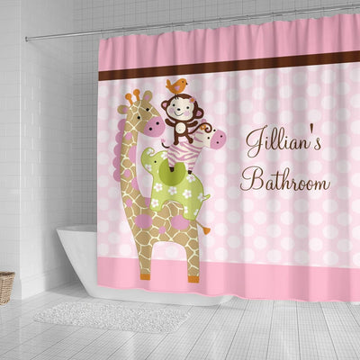BigProStore Elephant Bathroom Decor Jungle Jill Girl Animals Kids Bathroom Decor Sets Shower Curtain