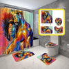 BigProStore African American Shower Curtain King And Queen Crown Afrocentric Bathroom Set 4pcs African Style Decor Idea BPS9810 Standard (180x180cm | 72x72in) Bathroom Sets