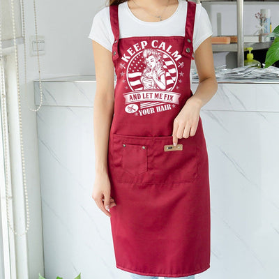Keep Calm And Let Me Fix Your Hair Personalized Hair Salon Aprons