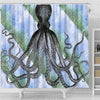BigProStore Kraken Bathroom Sets Kraken Octopus With Diagonal Stripe Background Shower Curtain Bathroom Decor Sets Shower Curtain / Small (165x180cm | 65x72in) Shower Curtain