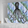 BigProStore Kraken Bathroom Sets Kraken Octopus With Diagonal Stripe Background Shower Curtain Bathroom Decor Sets Shower Curtain