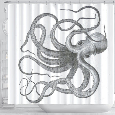 BigProStore Kraken Bathroom Curtain Large Nautical Steampunk Vintage Kr Shower Curtain Bathroom Decor Kraken Shower Curtain / Small (165x180cm | 65x72in) Kraken Shower Curtain