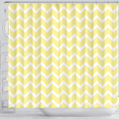BigProStore Lemon Shower Curtain Decor Light Yellow Zigzags Shower Curtain Small Bathroom Decor Ideas Lemon Shower Curtain / Small (165x180cm | 65x72in) Lemon Shower Curtain