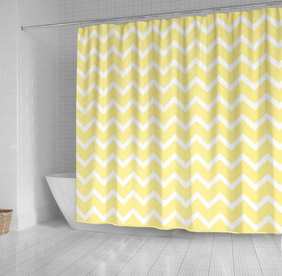 BigProStore Lemon Shower Curtain Decor Light Yellow Zigzags Shower Curtain Small Bathroom Decor Ideas Lemon Shower Curtain