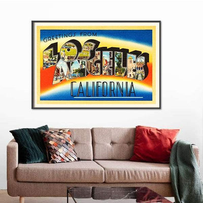 BigProStore Canvas Wall Art Los Angeles California Ca Vintage Travel Souvenir Minimalist Wall Art Cities Canvas