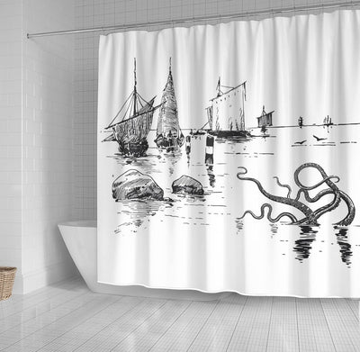 BigProStore Kraken Bathroom Curtain Lurking Kraken Octopus Shower Curtain Bathroom Kraken Shower Curtain