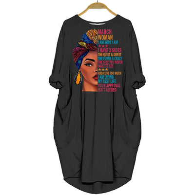 BigProStore March Woman I Have 3 Sides and I Live My Best Life Dress for Afro Women Black / S (4-6 US)(8 UK) Women Dress
