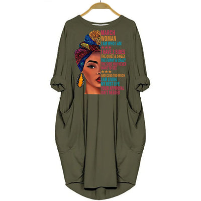 BigProStore March Woman I Have 3 Sides and I Live My Best Life Dress for Afro Women Green / S (4-6 US)(8 UK) Women Dress