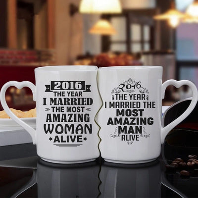 BigProStore The Year I Married The Most Amazing People Alive Kissing His and Her Couple Mugs 2pcs 2016 T-shirt