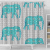 BigProStore Elephant Bathroom Sets Mandala Flower Elephant Turquoise Grey White Bathroom Accessories Set Shower Curtain / Small (165x180cm | 65x72in) Shower Curtain