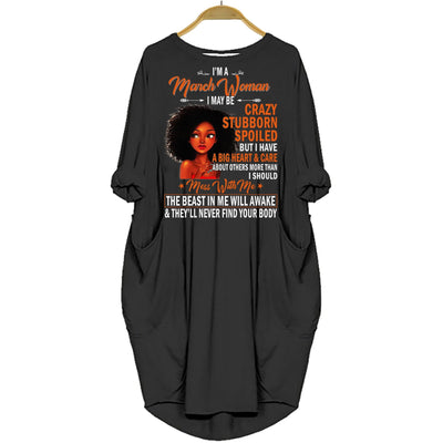 BigProStore March Woman I May Be Crazy Stubborn Spoiled Dress for Afro Women Black / S (4-6 US)(8 UK) Women Dress
