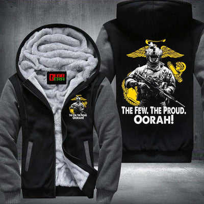 BigProStore Marine Corps Fleece Hoodie The Few The Proud Oorah USMC Fleece Hoodie BPS113 Gray / S Fleece Hoodie