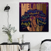 BigProStore African American Framed Wall Art Melanin Powerful Words Afro Women Black Girl Gift Afrocentric Home Decor BPS7722 Square Canvas