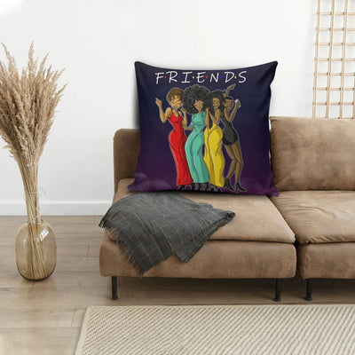 BigProStore African Print Pillows Melanin Bestie Friends Afro Girls Square Throw Pillow African Decor Pillows 12" x 12" Throw Pillows