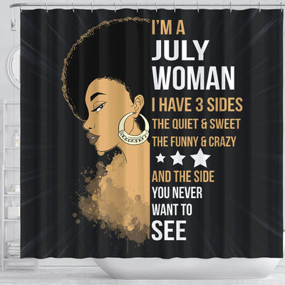 BigProStore Melanin Afro Girl I'm A July Woman Black African American Shower Curtains African Bathroom Accessories BPS023 Shower Curtain