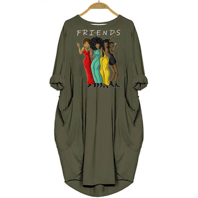 BigProStore Melanin Bestie Friends Shirt Summer Dress for Afro Girls Green / S Women Dress