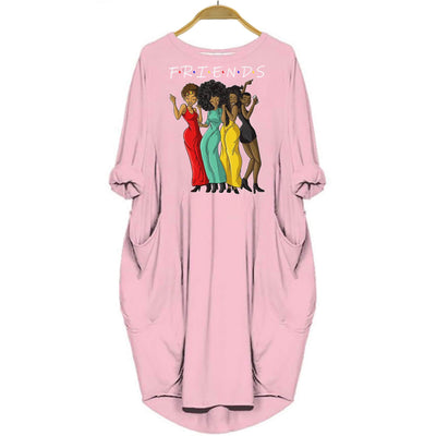 BigProStore Melanin Bestie Friends Shirt Summer Dress for Afro Girls Pink / S Women Dress