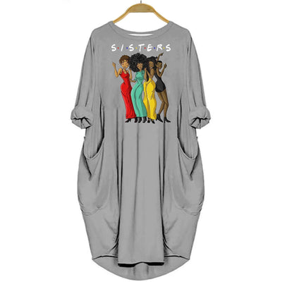 BigProStore Melanin Sisters Shirt Black Women Summer Dress Gray / S Women Dress