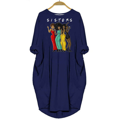 BigProStore Melanin Sisters Shirt Black Women Summer Dress Navy Blue / S Women Dress