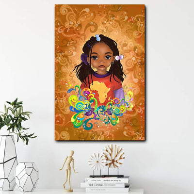 BigProStore Melanin Poster Traditional Black Chibi Girl Black Home Decor 12" x 18" Poster