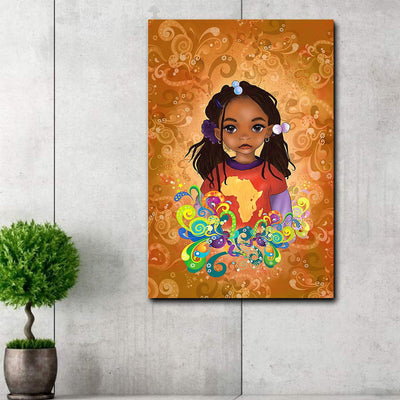 BigProStore Melanin Poster Traditional Black Chibi Girl Black Home Decor Poster