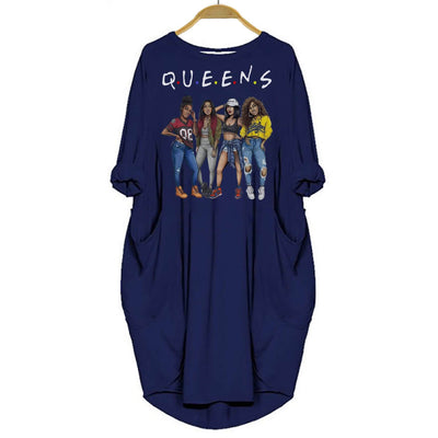 BigProStore Melanin Queen Shirt Women Dress for Black Girls Navy Blue / S Women Dress