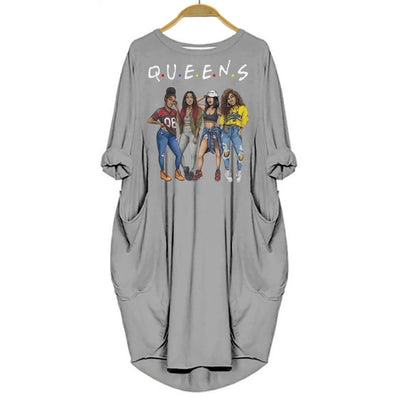 BigProStore Melanin Queen Shirt Women Dress for Black Girls Gray / S Women Dress
