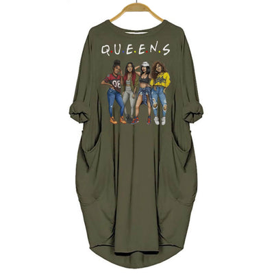 BigProStore Melanin Queen Shirt Women Dress for Black Girls Green / S Women Dress