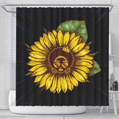 BigProStore Melanin Sunflower Afro Natural Hair Woman Black African American Shower Curtains Afrocentric Bathroom Accessories BPS214 Small (165x180cm | 65x72in) Shower Curtain