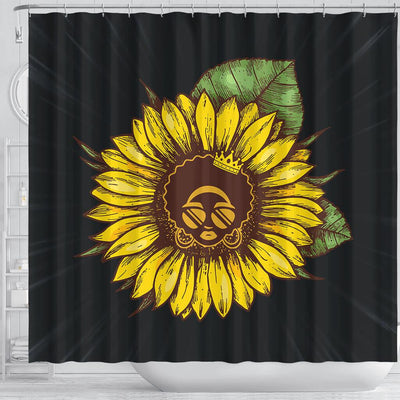 BigProStore Melanin Sunflower Afro Natural Hair Woman Black African American Shower Curtains Afrocentric Bathroom Accessories BPS214 Shower Curtain