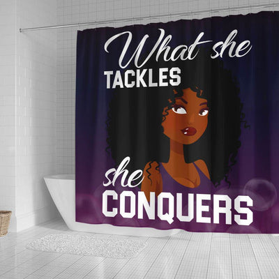 BigProStore Melanin What She Tackles She Conquers Afro Girl African American Themed Shower Curtains Afrocentric Bathroom Decor BPS235 Small (165x180cm | 65x72in) Shower Curtain