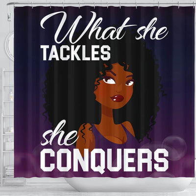 BigProStore Melanin What She Tackles She Conquers Afro Girl African American Themed Shower Curtains Afrocentric Bathroom Decor BPS235 Shower Curtain