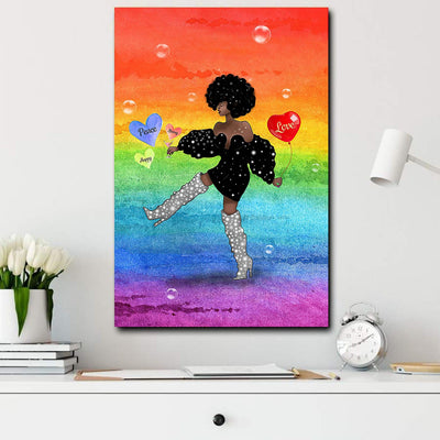 BigProStore African American Cartoon Canvas Melanin Lovely Girl African Inspired Home Decor Canvas / 8" x 12" Canvas