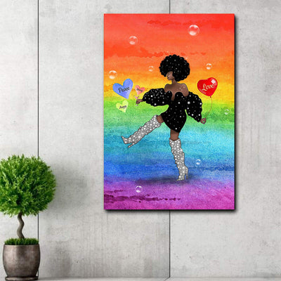 BigProStore African American Cartoon Canvas Melanin Lovely Girl African Inspired Home Decor Canvas