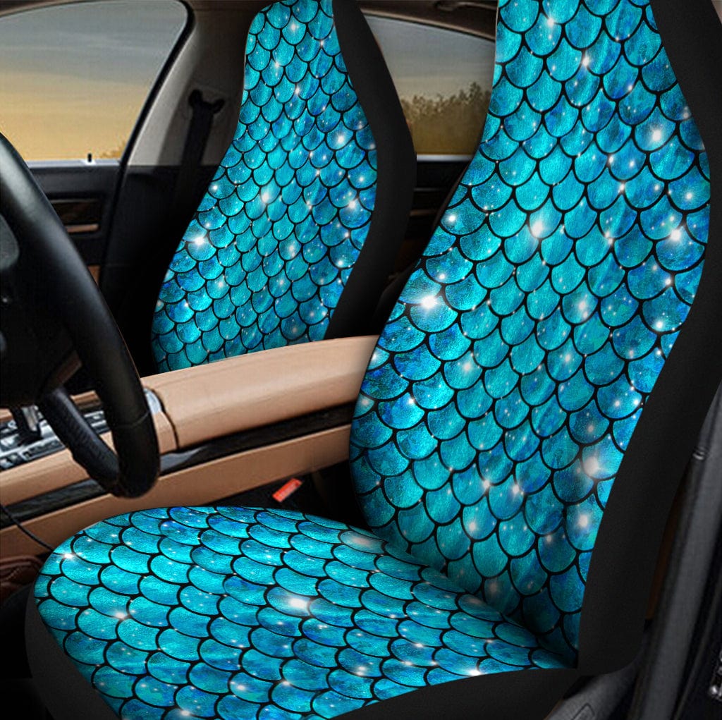 Sparkle Mermaid Car Seat Covers Glitter Blue Fish Scales Car Seat Cove –  BigProStore