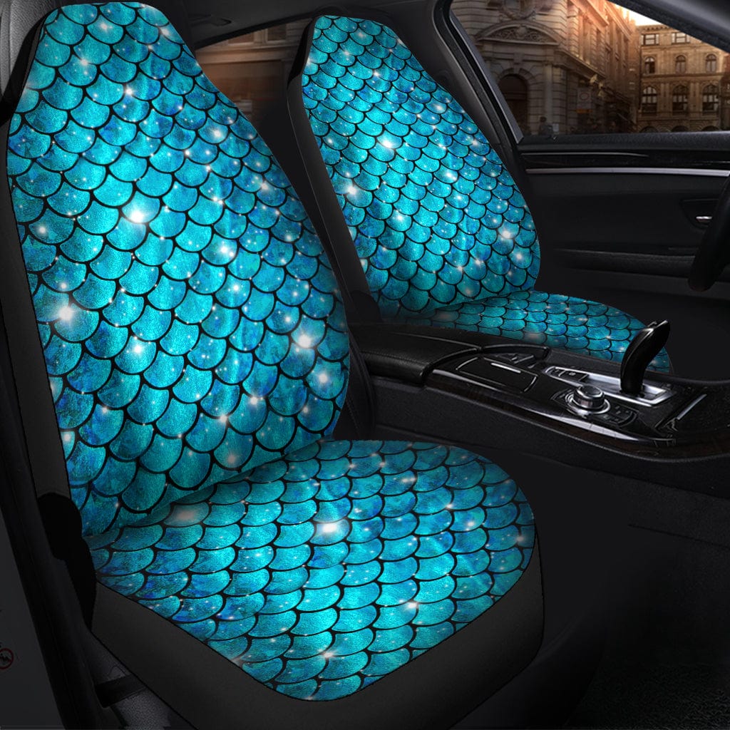 Sparkle Mermaid Car Seat Covers Glitter Blue Fish Scales Car Seat
