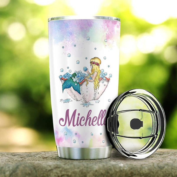 Mermaid custom Stainless Steel Straw Tumbler – Squishy Cheeks