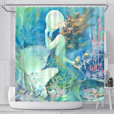 BigProStore Beautiful Mermaid Shower Curtain Mermaid Pearl Blue Ocean Themed Bathroom Decor BPS21465 Shower Curtain