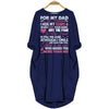 BigProStore Missing Dad In Heaven Pocket Dress Navy Blue / S (4-6 US)(8 UK) Women Dress