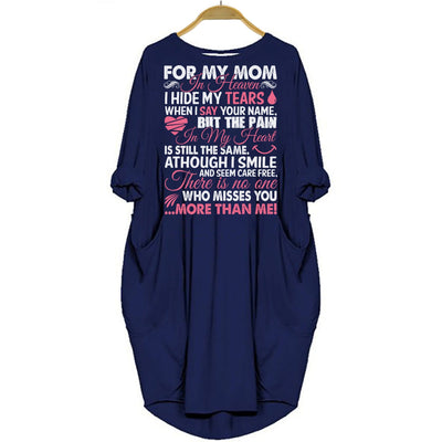 BigProStore Missing Mom In Heaven Pocket Dress Navy Blue / S (4-6 US)(8 UK) Women Dress
