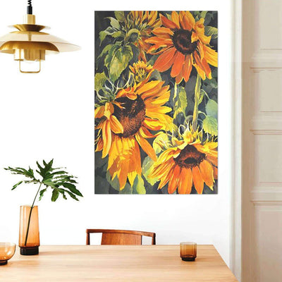 BigProStore Sunflower Illustration Art Canvas Misty Morning Wall Art And Decor Canvas