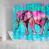 BigProStore Elephant Themed Shower Curtains Modern Pink Elephant Blue Watercolor Trendy Bathroom Curtains Shower Curtain