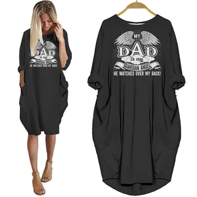 BigProStore My Dad Is My Guardian Angel Shirt Women Dress For Her Black / S Women Dress