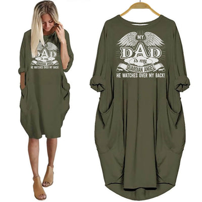 BigProStore My Dad Is My Guardian Angel Shirt Women Dress For Her Green / S Women Dress