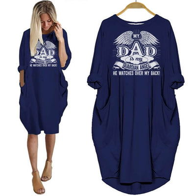 BigProStore My Dad Is My Guardian Angel Shirt Women Dress For Her Navy Blue / S Women Dress