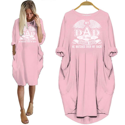 BigProStore My Dad Is My Guardian Angel Shirt Women Dress For Her Pink / S Women Dress
